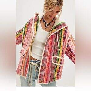 NWT Free People Ezra coat oversized Jacquard Hoodie Jacket! Size Medium